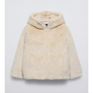 ZARA GIRLS' FAUX FUR HOODED JACKET NWOT SIZE 6-7
